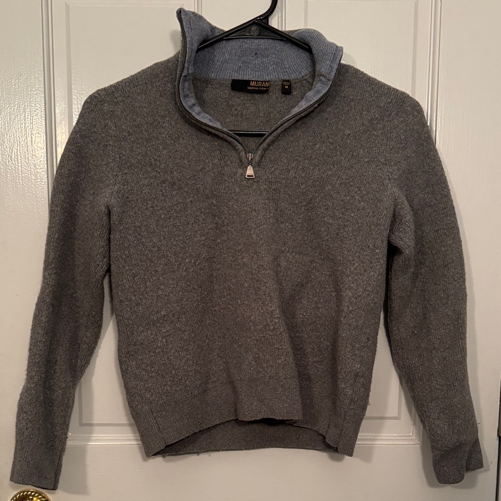 100% Fine Merino Wool Milano Charcoal Zip-Up Women’s XS/Youth L Sweater